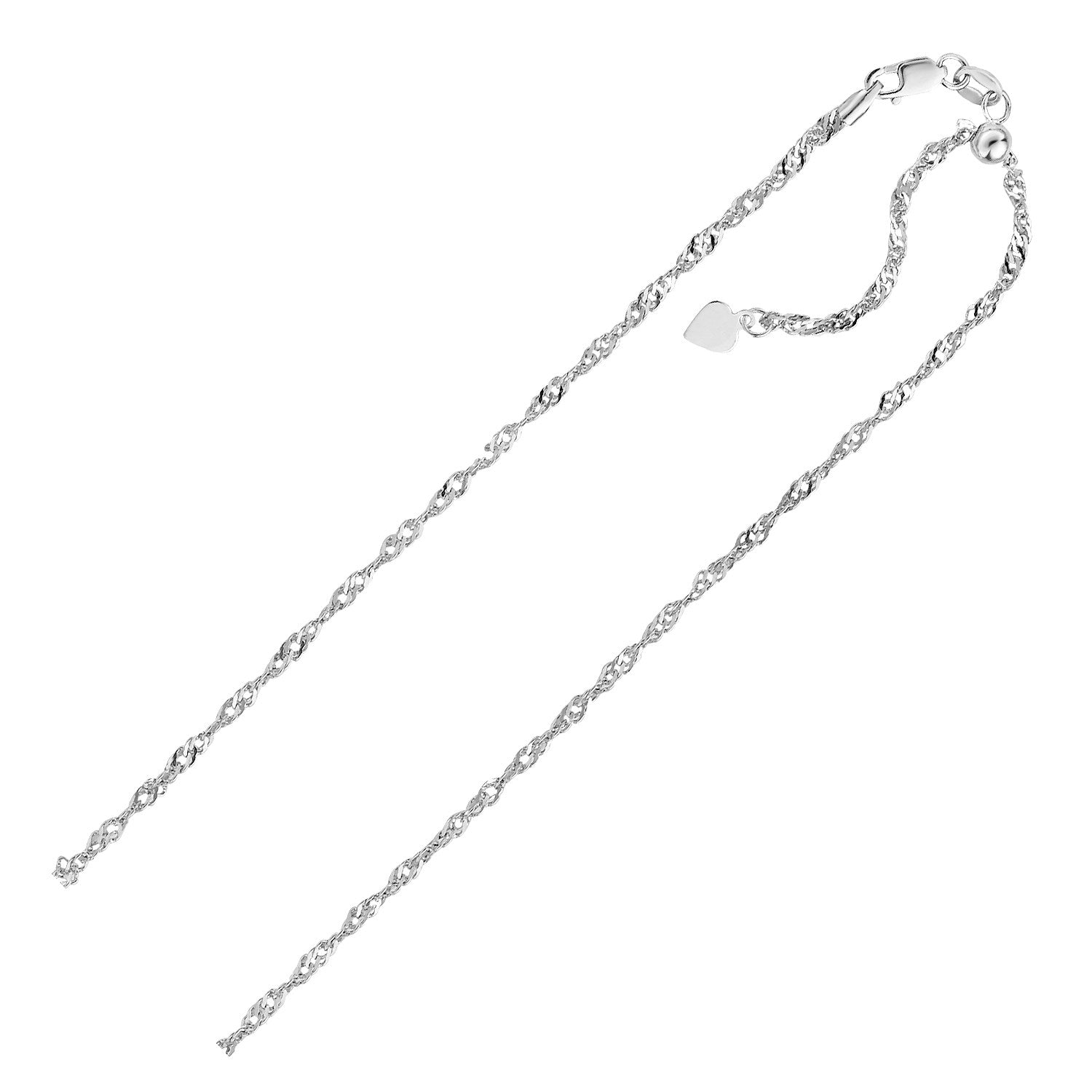 Sterling Silver 1.5mm Adjustable Singapore Chain (1.50 mm) in a sleek high-contrast midnight luxury editorial style
